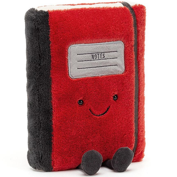红色长毛绒笔记本用笑脸和脚