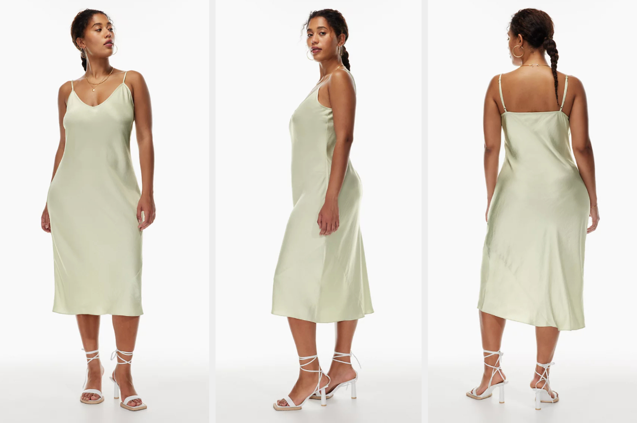 Sleeveless Tea Length Sage Green Dress