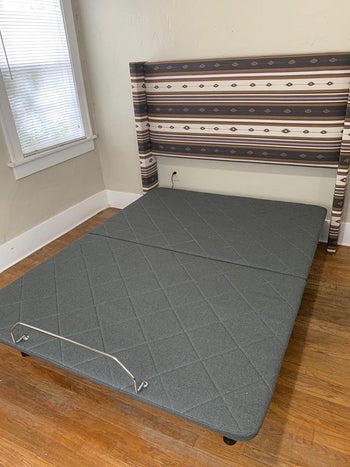 reviewer photo of adjustable bed base, laying flat