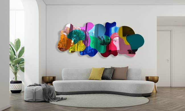 abstract colored mirrored wall art