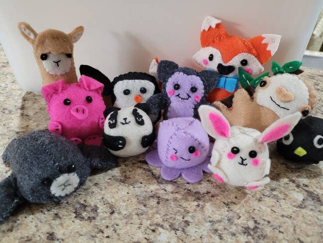 group of sewn little animals