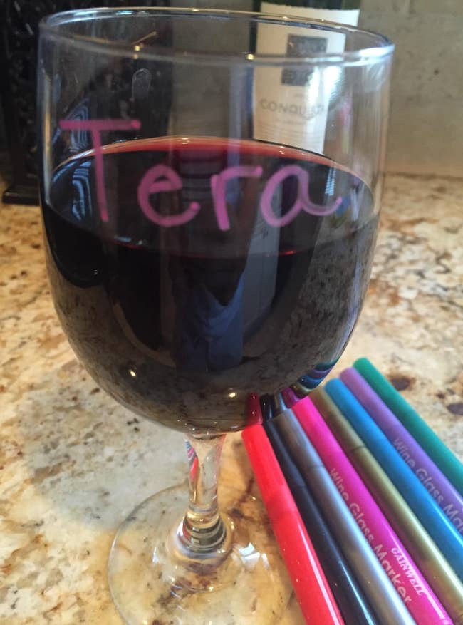 Photo of a wine glass with the name 