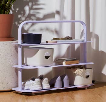 the three-tier shoe rack in lilac