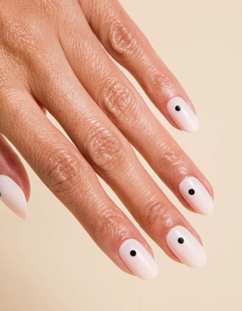 person wearing chill tips in the dotted pattern