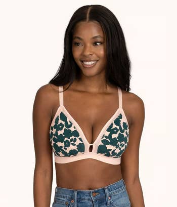 another model wearing patterned bra