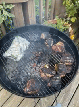 reviewer gif showing meat cooking on the grill