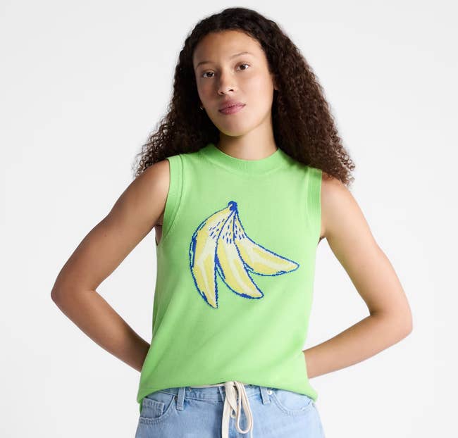 A adjacent up of a exemplary wearing the top