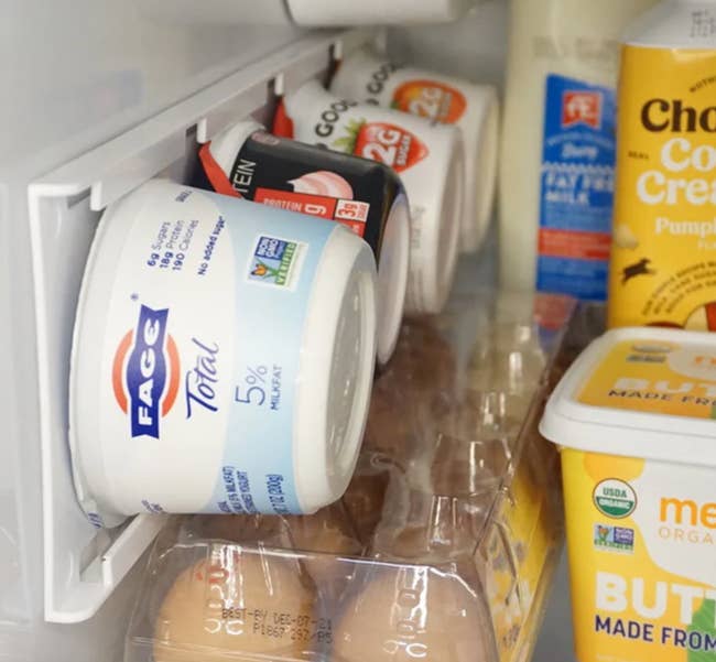  fridge with wall mounted storage for yogurt cups