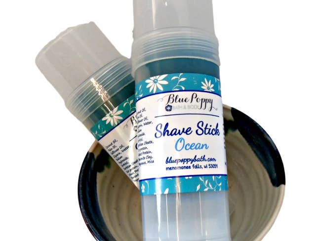 A blue ocean-scented shave stick 