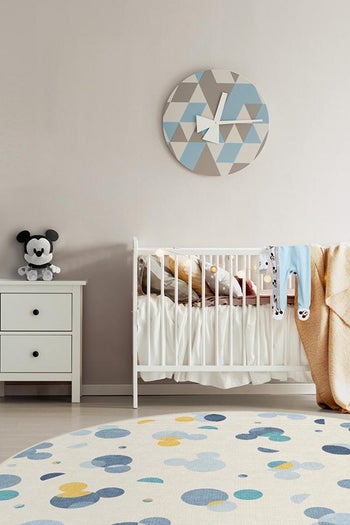 a round blue mickey rug