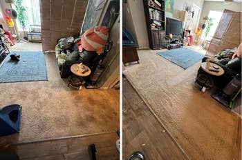 reviewer's carpet before and after cleaning