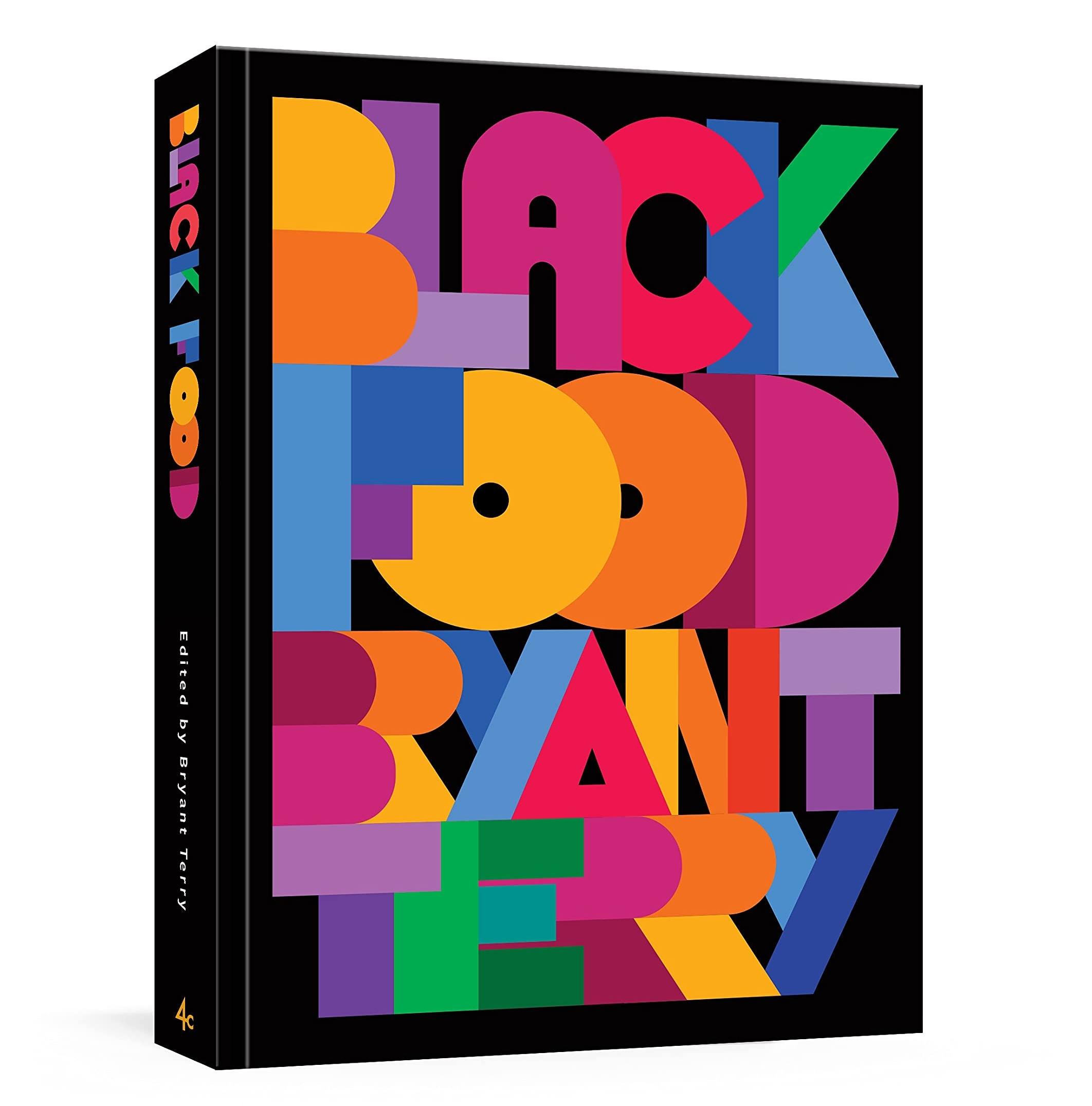the Black Food cookbook with colorful block lettering on a black background