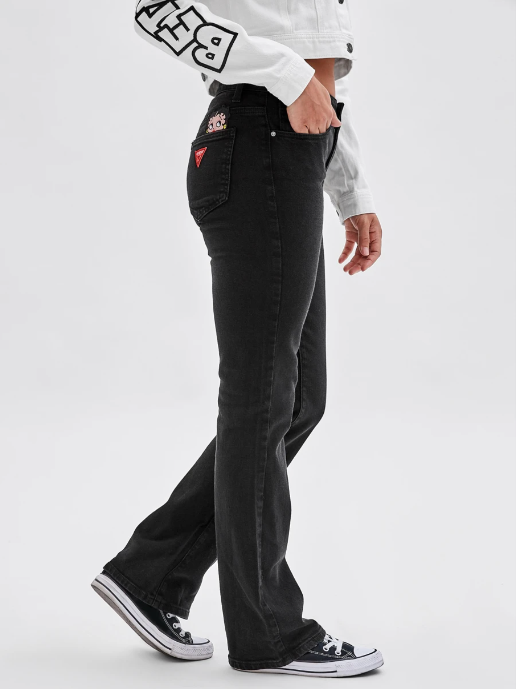 Jeans with a logo of Betty Boop over the back pocket