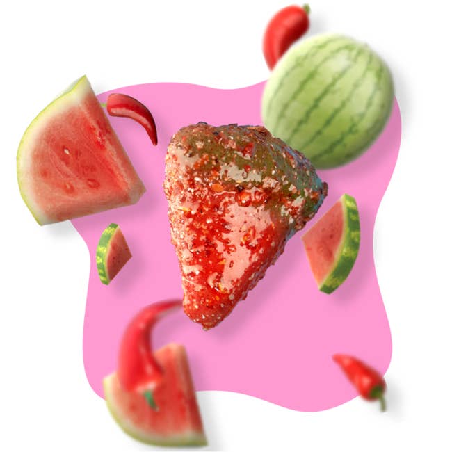 gooey chili-dusted watermelon gummy