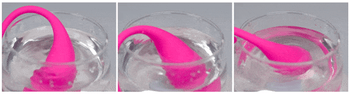 Vibrator vibrating at different intensities in glasses of water