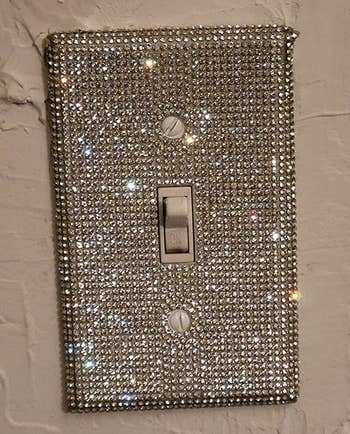 reviewer photo of the silver rhinestone light switch cover