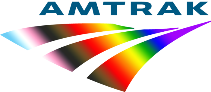 Amtrak logo with rainbow colors
