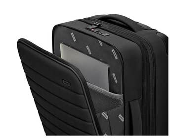 close up of one of the interior pockets of the carry-on suitcase