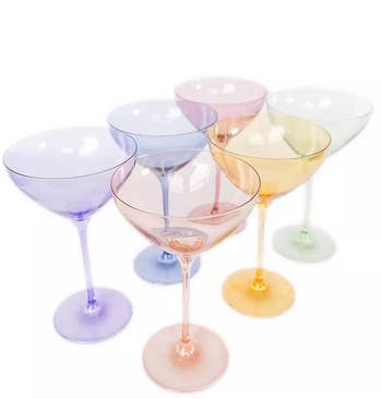 the multicolored set of martini glasses