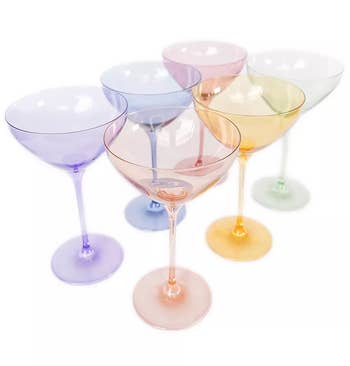 the multicolored set of martini glasses