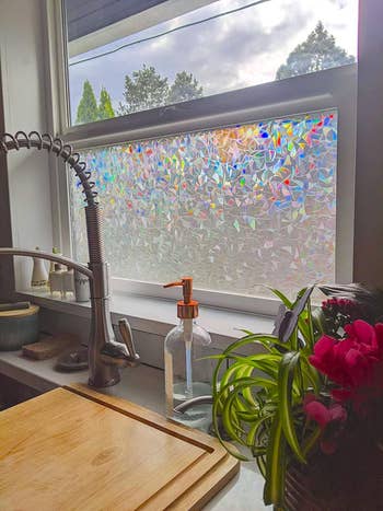 kitchen with prismatic window film applied