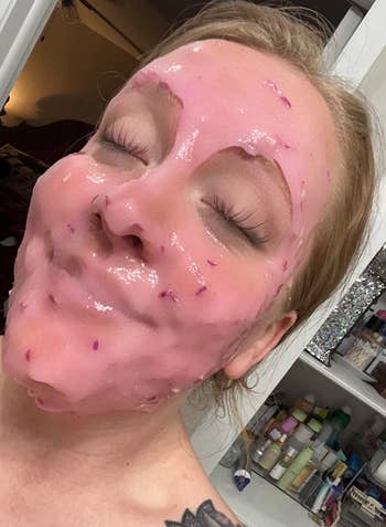 reviewer with pinkish  jelly disguise  each  implicit    their face