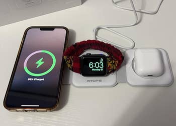 03, and AirPods connected a wireless charging pad