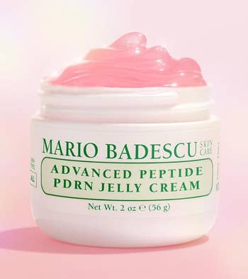 Jar of Mario Badescu Advanced Peptide PDRN Jelly Cream with merchandise sanction visible