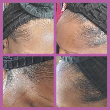 four adjacent  up   pictures of reviewers slicked down   edges