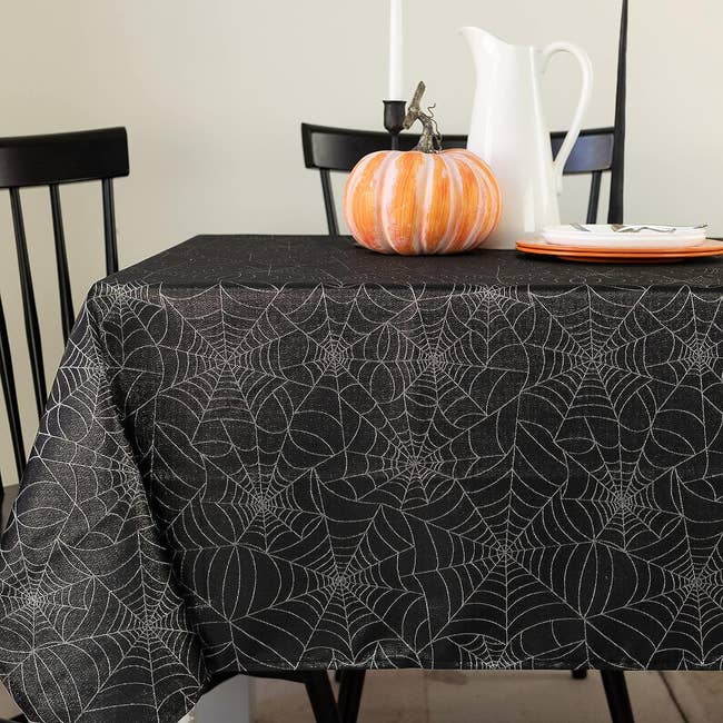 the black spider web tablecloth with 