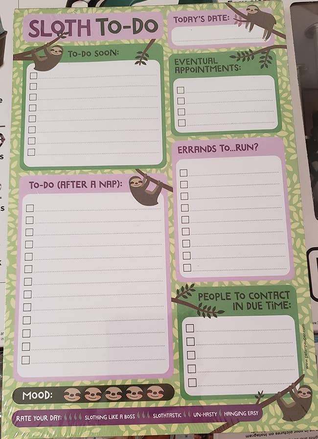 sloth-themed daily planner