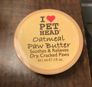 reviewer photo of the jar of oatmeal paw butter