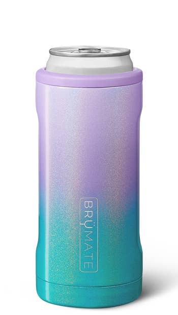 teal and purple can cooler