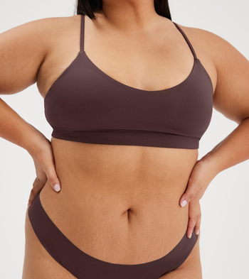 Model wearing the bralette in 