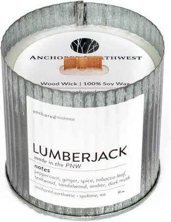 Close-up of the Lumberjack candle