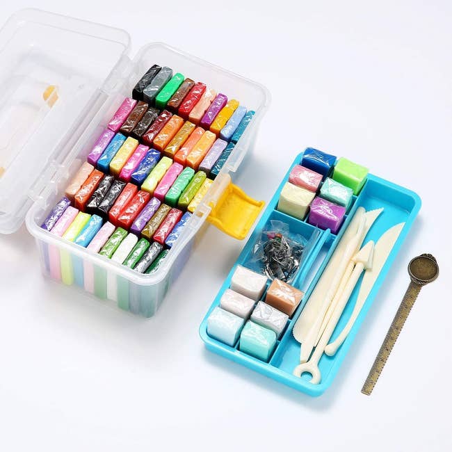 kit with cubes of clay and tools