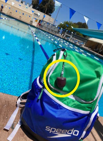 black ring thing attached to a Speedo backpack