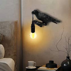 The raven lamp attached to a wall
