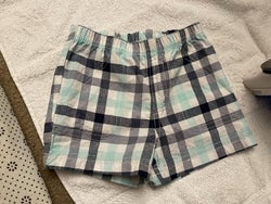 the same plaid children's shorts after they've been ironed