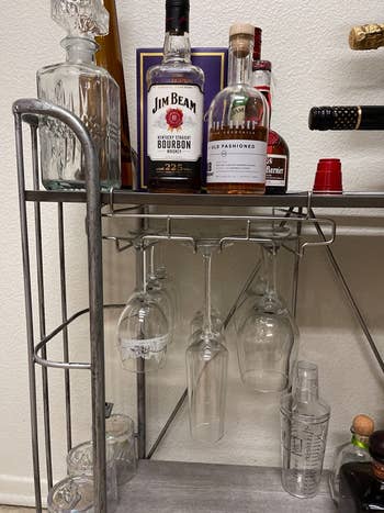 reviewer's bar cart with the silver version