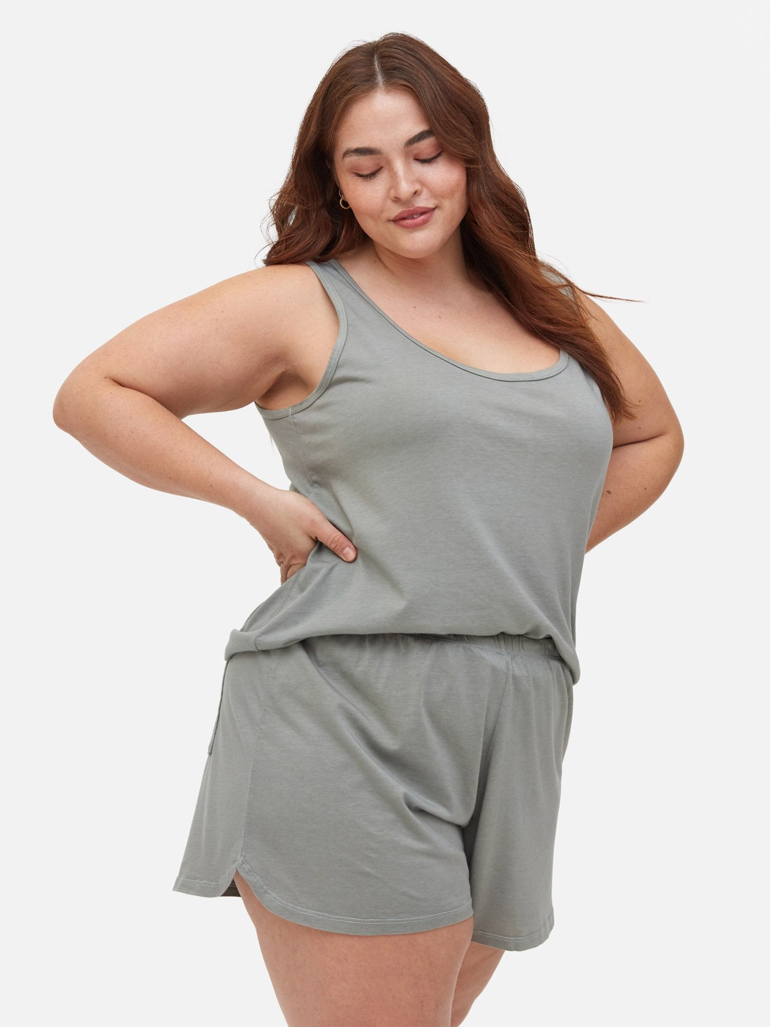 model wearing the shorts in sage