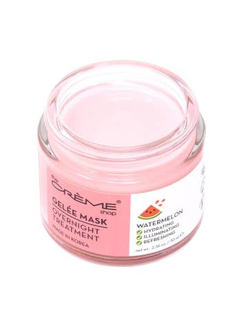 Jar of overnight hydrating gelée mask with watermelon extract on a white background