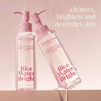 Two bottles of The Face Shop Rice Water Bright cleanser 