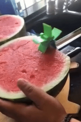 gif of reviewer using the watermelon slicer