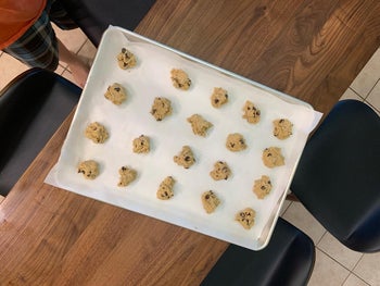 reviewer photo of 20 balls of cookie dough on the sheet
