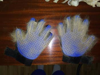 the gloves covered in fur