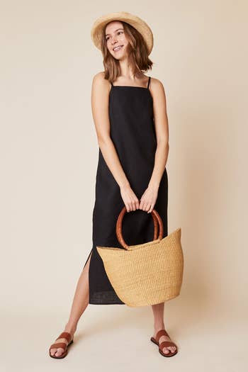 different model wearing the dress in black