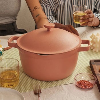the pink perfect pot on a dining table