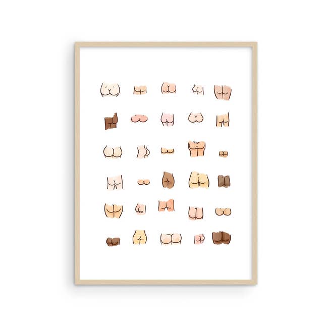 the butt collage wall print with a beige frame