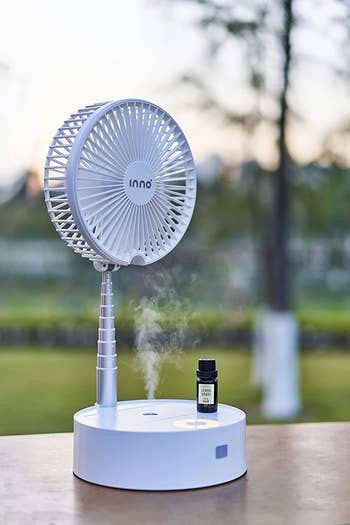 collapsed version of fan blowing out aromatherapy oil 